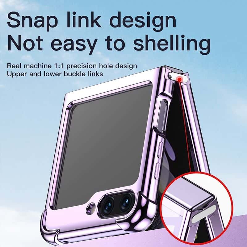 For Samsung Galaxy Z Flip 5 Case Electroplated Transparent Back Folding Shockproof Hard Gel Cover For Samsung Galaxy Z Flip 5 Case Electroplated Transparent Back Folding Shockproof Hard Gel Cover